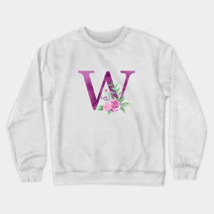 Floral Monogram W Beautiful Rose Bouquet Crewneck Sweatshirt